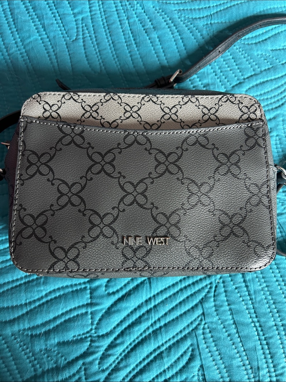 Nine West Gray Monogram Crossbody Bag